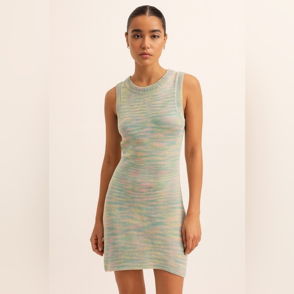 Beige Botany Women’s Crewneck Sleeveless Pastel Marled Sweater Dress size Medium - Picture 1 of 5